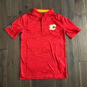 Calgary Flames Fanatics NHL Red Jacquard Polo Men’s S NWOT